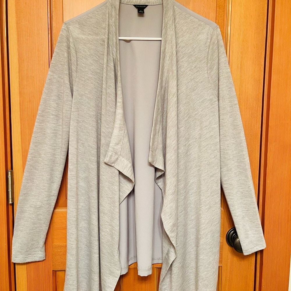Ann Taylor mixed media open cardigan.